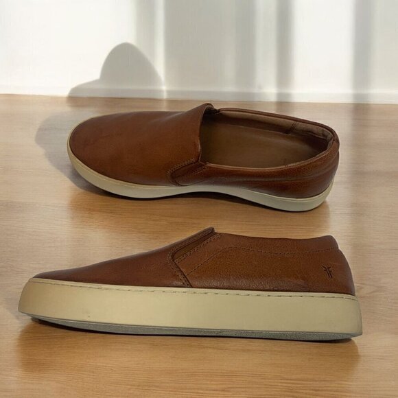 Frye Ivy Women's Slip-On Cognac Leather Low Top Sneakers Brown & White Size 9 - Picture 7 of 9